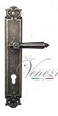 Дверная ручка Venezia на планке PL97 мод. Castello (ант. серебро) под цилиндр